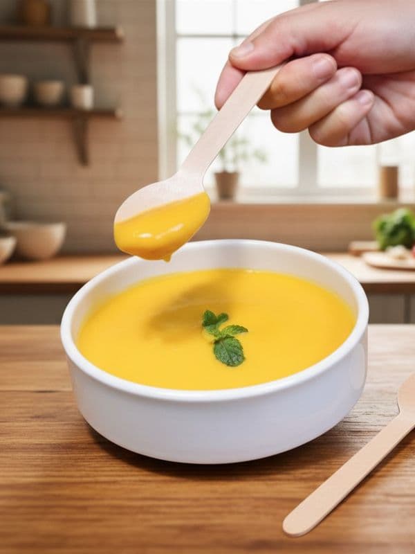 Soup served with Wooden Spoon